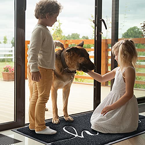 Door Mat (36"x24",Black) Welcome Mat Low Profile Front Doormat Indoor Outdoor Door Non Slip Rugs for Entryway, Patio, High Traffic Areas - color: Black-hello, size: 2' x 3' (Rectangular)