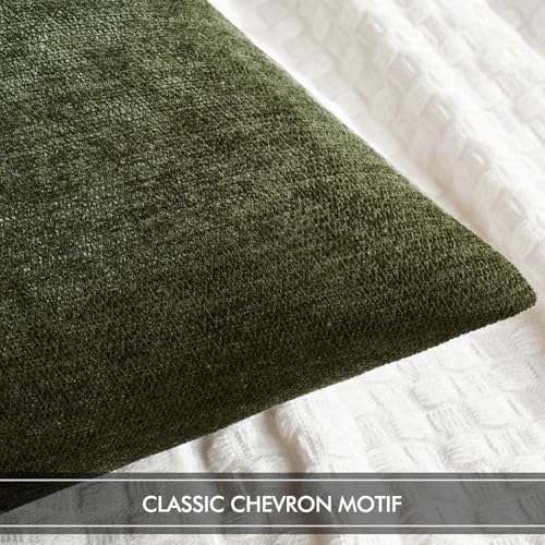 MIULEE Pack of 2 Olive Green Decorative Pillow Covers 18x18 Inch Soft Chenille Couch Spring Throw Pillows Farmhouse Cushion Covers for Home Decor Sofa Bedroom Living Room - color: Olive Green, size: 18" x 18" (Pack of 2)