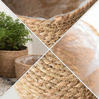 Woven Flowerpot Basket for Indoor Plants, Rattan Straw Plant Container with Natural Braided Design, Boho Style Planter for Succulents and Small Flower Pots