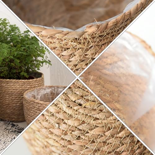 Woven Flowerpot Basket for Indoor Plants, Rattan Straw Plant Container with Natural Braided Design, Boho Style Planter for Succulents and Small Flower Pots