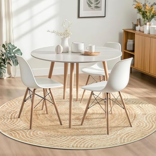 Asrug Imitation Jute Low Pile Round Rug Area Rug Washable Non-Slip Circle Rug Soft Plush Touch Circle Rugs Round for Kitchen Bathroom Living Bedroom Nursery, Carpet 4ft /48 inch/122 cm Brown - color: Brownline, size: 4ft