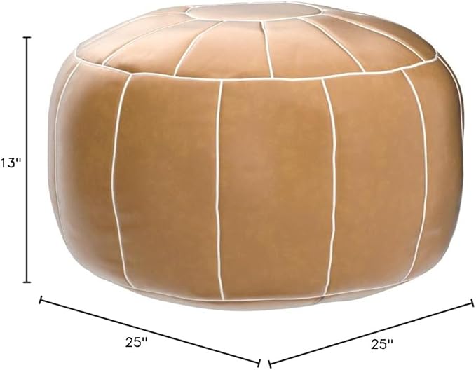 Decorative Pouf Foot Stool Round Unstuffed Leather Ottoman Cushion Storage seat or for Resting Your Feet on, Floor Chair Foot Living Room Bedroom Kids Room and Wedding (Chocolate)