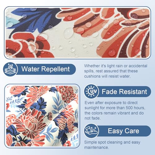 LVTXIII Outdoor Bistro Chair Cushions, 15"x15"x4" Round Patio Chair Cushions, All Weather Tufted Seat Cushions for Patio Furniture Use, Set of 2, Vibrant Blossom - color: Vibrant Blossom