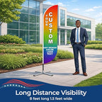 Custom Feather Flag by Dreamcontroller - Personalized Swooper Flag with Your Photo, Text or Logo | Optional Add-On Pole (8.2ft) and Crossbase | Made in USA | Fast Delivery | HD Print | 8.2x1.6ft - color: Feather Flag +/– Crossbase Kit Custom