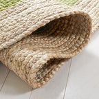 SAFAVIEH Natural Fiber Collection Area Rug - 2'6" x 4' Oval, Green & Natural Brown, Handmade Jute, Braided Border Design (NF801G) - color: Green/Natural, size: 2'6" x 4' (Oval)