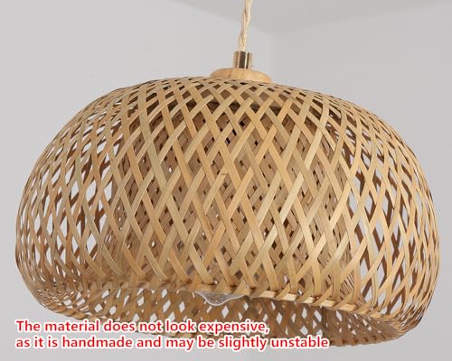 Bamboo Pendant Light Fixture One-Light Adjustable Boho Basket Handmade Woven Pendant Lighting for Kitchen Island Sink Farmhouse Dining Room - color: Natural-3