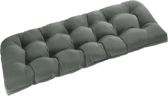 downluxe Outdoor Bench Cushion for Patio Furniture, Waterproof Tufted Overstuffed Porch Swing Cushions, Thick Outdoor Loveseat Cushions, 59" x 18" x 5", Dark Grey, Set of 1