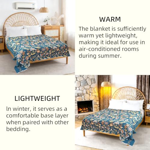 Boho Throw Blanket for Couch Bed, 100% Cotton Soft Rustic Quilt 50''x 60'', Super Soft Bohemian Decor Reversible Sofa Bed Chair Blanket Cover for All Seasons(Floral) - color: Floral 8, size: 50*60 inch