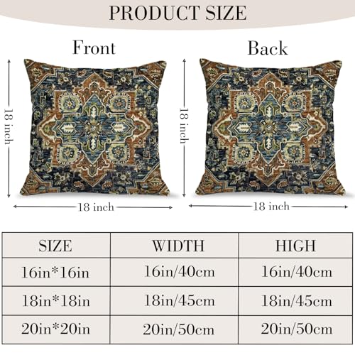 Boho Throw Pillow Covers 18x18 inch Set of 2,Bohemian Vintage Carpet Pattern Antique Ethnic Decor Double Sided Pattern Cushion Cover Soft Pillow Case Living Sofa Room Bed Square Pillow Cover - color: Boho-2, size: 18" x 18" (Pack of 2)