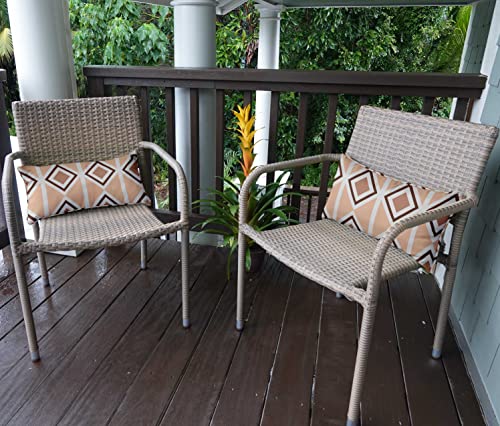 Indoor/Outdoor Polyester Fabric Lumbar Pillow Cover, All-Weather Waterproof Rectangular Cushion Case for Patio Furniture, 12 x 18 Set of 2 - Geometric-50 - color: Peach2, size: 18" x 12" (Pack of 2)