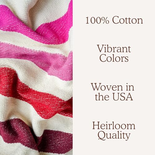 Rosewood Trail Striped Afghan Throw Blanket | Thick & Cozy | Cotton USA Made (73x48) - color: Rosewood Trail