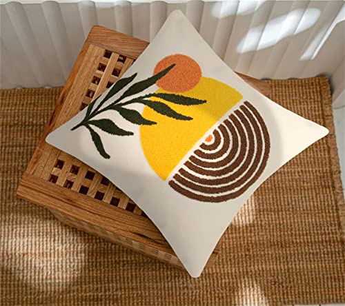Merrycolor Abstract Boho Sun Throw Pillow Covers 18x18 Mid Century Modern Pillow Covers Boho Pillows Decorative Throw Pillow Case Minimalist Bohemian Aesthetic Pillow Covers for Bed Couch Home,1PC - color: Abstract Sun Plant, size: 18" x 18" (Pack of 1)