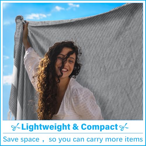 Oversized Turkish Beach Towel Blanket XXL Cotton Sandproof Towels Boho Woven Extra Large Big Sand Free Giant Throw Blankets Huge Quilt XL Picnic Camping Necessities Cloud For Adult Gifts Black - color: Woven Black, size: Xxxl(88x82 In,224x208 Cm)