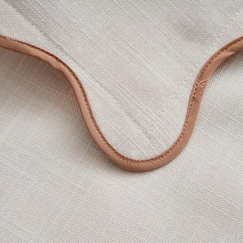 Scalloped Throw Pillow Covers 18x18 Inch Set of 2, Cotton & Linen, Boho Sytle Decorative Couch Bed for Living Room (Beige Pillow & Brown Edge) - color: Beige, size: 18" x 18" (Pack of 2)