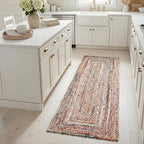 SAFAVIEH Cape Cod Collection Runner Rug - 2'3" x 10', Beige & Multi, Handmade Jute & Cotton, Woven Braided Design (CAP202B)