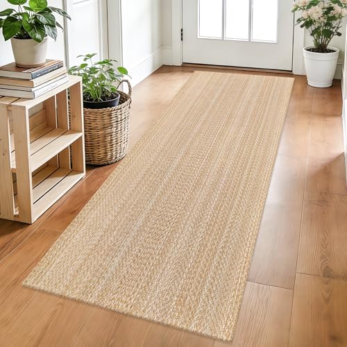 Runners for Hallways 2x5 ft Washable Kitchen Runner Non Slip Rubber Backed Hall Runners Cotton Entryway Runner Rugs Floor Carpet for Indoor Backdoor Bedroom Kitchen, Khaki/Ivory - color: Khaki/Ivory, size: 2x5