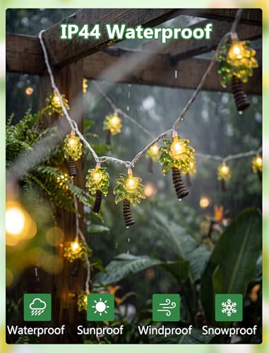 Palm Tree String Lights Outdoor, Summer Beach Themed Decoratives String Lights with 10 Palm Tree Patio Light, Plug in Indoor Fairy Lights for Outdoor Indoor Beach Tropical Party Bedroom Birthday Decor - color: Green Palm Tree Lights
