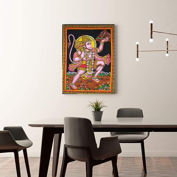 Rastogi Handicrafts Cotton Wall Hanging 40" X 30" Poster Size Home Decor (HANUMAN-G) - color: HANUMAN-G