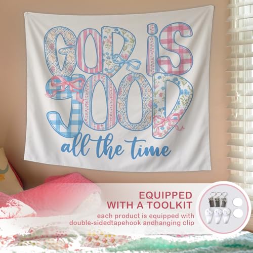 Lacama Cute Christian Tapestry, Preppy Bible Tapestry Decor for Bedroom College Dorm Apartment, College Dorm Decor,Christian Gifts for Women, God is Good all the Time Blanket 50x60 Inches - color: god is good all the time