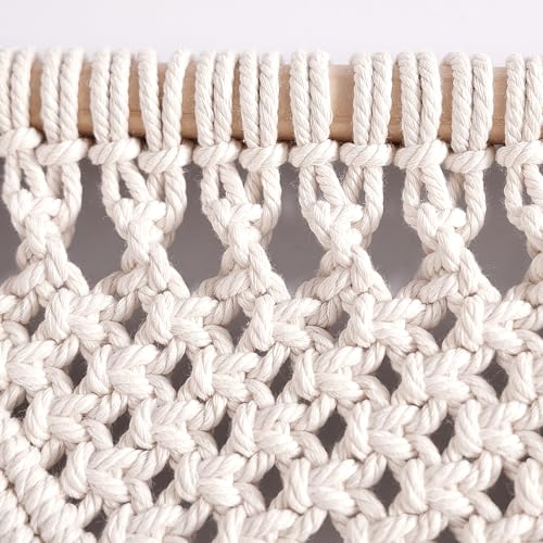 Foreate Macrame Curtains Long Cotton Macrame Wall Hanging Boho Beaded Curtain for Window Doorway Handmade Wedding Backdrop Room Divider, 1 Panel 79" L x 35" W - size: 35.5"W x 79"L (Pack of 1)