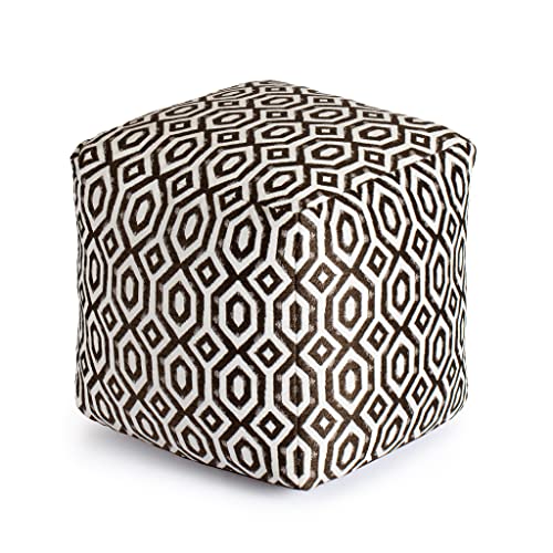 Anji Mountain 100% Handmade & Handcrafted Comfortable Home Décor Outdoor Pouf Ottoman Footrest for Living Room, Bedroom, Nursery, Kidsroom, Patio Furniture - (18" x 18" x 18"- Brown-Ivory) - color: Zuma
