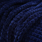 Puncuntex Flannel Fleece Throw Blanket Navy Blue 50"×60",Super Soft Plush Cozy Blanket with 3D Jacquard Square Grid Design Luxury for Couch Sofa Chair,Dark Blue - color: Navy Blue, size: 50"×60"