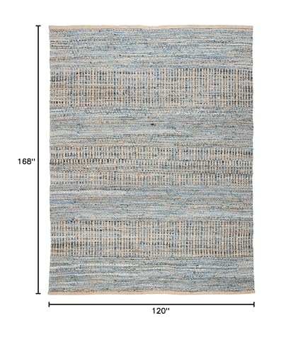 SAFAVIEH Cape Cod Collection Area Rug - 10' x 14', Natural & Blue, Handmade Flat Weave Coastal Braided Jute, Ideal for High Traffic Areas in Living Room, Bedroom (CAP353A) - size: 10' x 14' (Rectangular)
