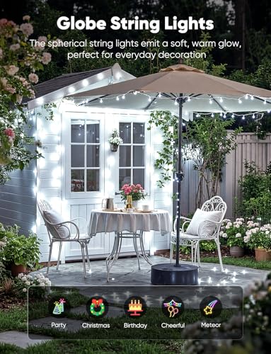 Minetom 33 Feet 100 Led Globe Ball String Lights, Fairy String Lights Plug in with Remote, Waterproof Globe String Lights for Indoor Outdoor Party Wedding Christmas Tree Garden Decoration, Pure White - color: Pure White, size: 100LED