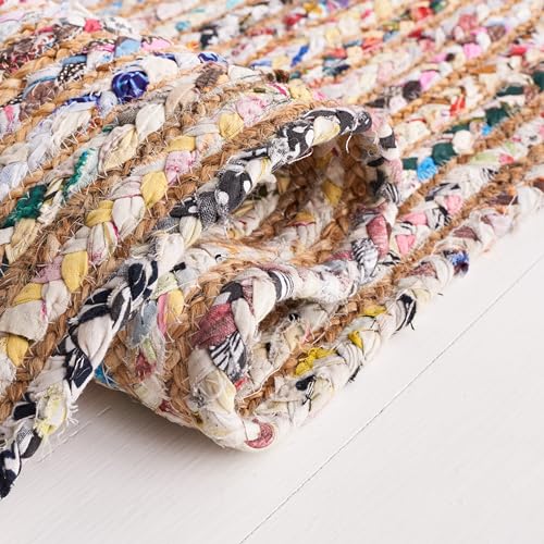 SAFAVIEH Cape Cod Collection Runner Rug - 2'3" x 10', Beige & Multi, Handmade Jute & Cotton, Woven Braided Design (CAP202B)