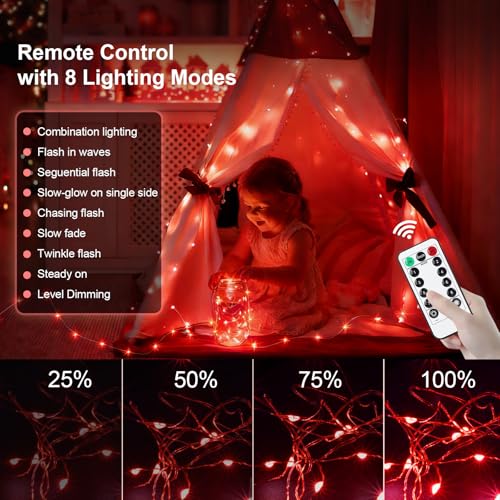 AIKEI 6 Pack LED Fairy Lights with Timer Battery Operated, Mini String Lights with Remote Waterproof 7ft 20 Led Firefly Starry Lighting for Wedding Party Bedroom Garden Christmas Decoration Red - color: Red, size: 6PCS-REMOTE