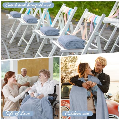 Buryeah 12 Pcs Flannel Throw Blanket Bulk 50 x 60 in Sleepover Blanket Outdoor Wedding Throw Lightweight, Oeko-tex Standard 100 Certified for Sofa Homeless Gifts (Dusty Blue) - color: Dusty Blue