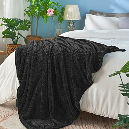 inhand Black Soft Throw Blanket for Couch, Super Soft Flannel Cozy Blankets & Throw for Adults, Plush Blankets for All Season 50×60 Inches - color: Carbon Black, size: Throw/Travel-50x60 IN