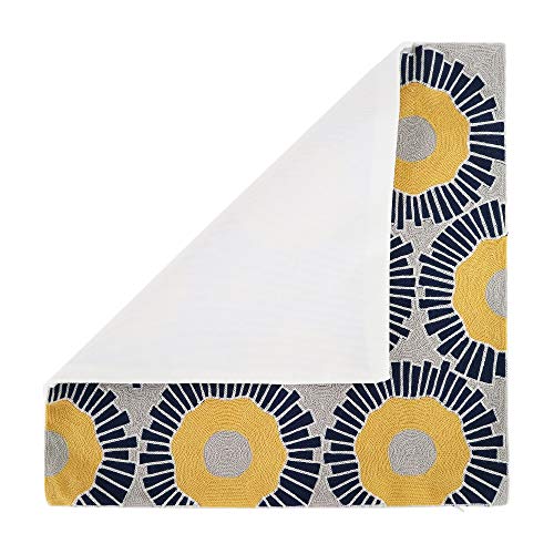 Embroidery Throw Pillow Covers 18x18 Home Decor Floor Pillow Cover for Couch Sofa Bed Room Chair 100% Cotton Cushion Cover Pillowcase 45x45cm Yellow Sunflowers Embroidered, 1 Piece - color: Blue and Yellow