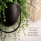 Fumete 2 Set Black Hanging Planters with Chains Metal Plant Hanger Wall Mounted Iron Flower Pot Holder for Indoor Outdoor Plants, Planting Ivy and Fern for Window Porch Balcony and Home Decor