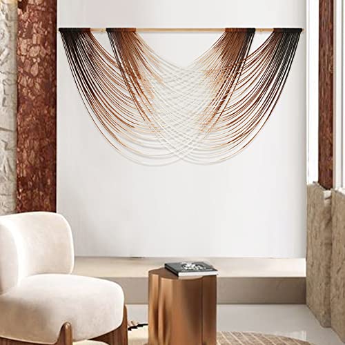 Flber Macrame Wall Hanging Dip Dye Brown Boho Wall Decor Yarn Tapestry Modern Living Room Bedroom Home Wall Decor 57" W x 35" L - color: Brown