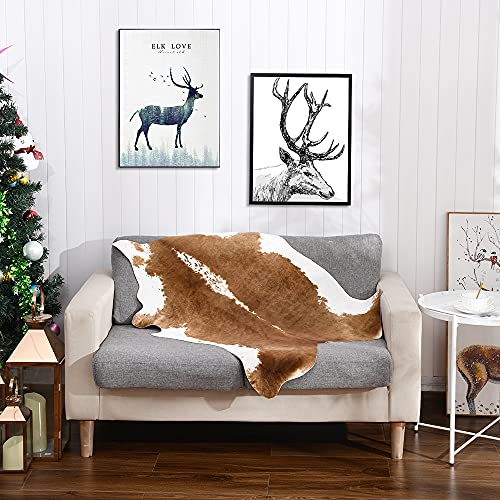 BENRON Small Cowhide Rug, Faux Cow Hide Rugs for Entryway Kitchen Hallyway Western Home Decor, Non Slip Cute Rug with Irregular Animal Skins and Hides, Khaki Brown, 2.3 x 3.6ft - color: Caramel, size: 2'4" x 3'7" (Irregular)