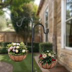 4 Pack 10 inch Metal Hanging Planters Basket with Coco Coir Liner Outdoor-Hanging Baskets for Plants Outdoor,Metal Wire Baskets with Window Box Planters, Hanging Flower Pots for Railings - size: 10 inch