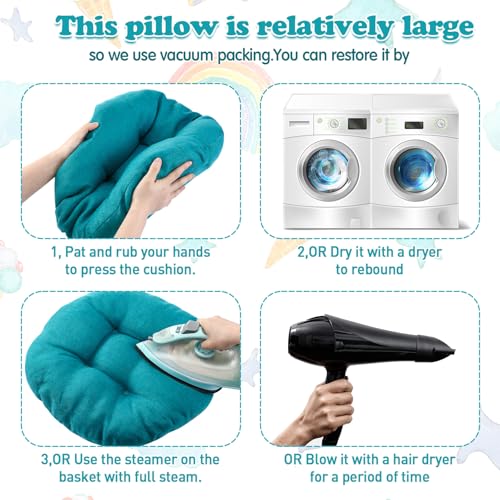 Fumete 8 Pcs 16 Inch Floor Cushions Pillow for Kids Bulk Classroom Round Flexible Seating Floor Cushions for Students Home Daycare School Reading Corner Yoga Meditation Picnic (Turquoise) - color: Turquoise