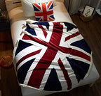 UKELER Flannel Sherpa Throw 60'' x 50'' Union Jack Fleece Blanket Soft Comfy Flannel Blanket Throws for Bed/Couch/Sofa/Office/Camping - color: B-union Jack, size: 50''x60''