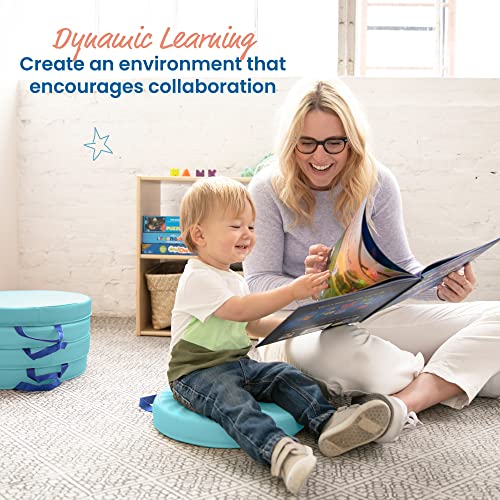 ECR4Kids SoftZone Floor Cushions, Round, Flexible Seating, Seafoam, 6-Piece - color: Seafoam