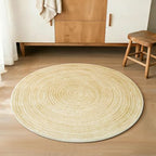 Asrug Imitation Jute Low Pile Round Rug Area Rug Washable Non-Slip Circle Rug Soft Plush Touch Circle Rugs Round for Kitchen Bathroom Living Bedroom Nursery, Carpet 3ft /36 inch/91 cm Yellow - color: Yellow, size: 3ft