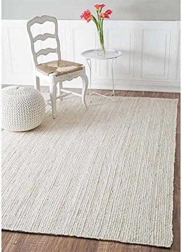 nuLOOM 9x12 Rigo Jute Hand Woven Area Rug, Off White, Solid Farmhouse Design, Natural Fiber, For Bedroom, Living Room, Dining Room, Hallway, Office, Kitchen, Entryway