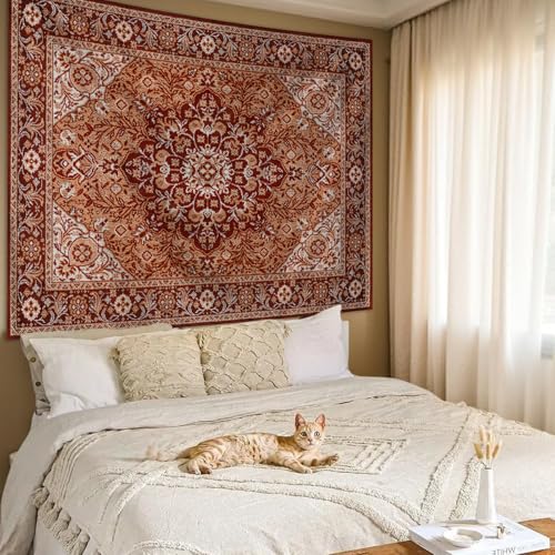 Tichgeim Boho Mandala Tapestry Wall Hanging for Bedroom,Hippie Aesthetic Bohemian Vintage Wall Art for Living Room Decor,Indian Floral Flower Medallion Wall Decor for Dorm 60" L x 51" W