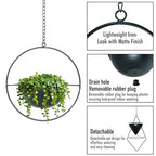 Metal Hanging Planters Set of 2 Modern Indoor Plant Hanger with Round and Diamond Pots, Geometric Small Wall and Ceiling Hanging Plant Holders for Succulents and Herbs, Black Finish - size: CIRCLE+DIAMOND