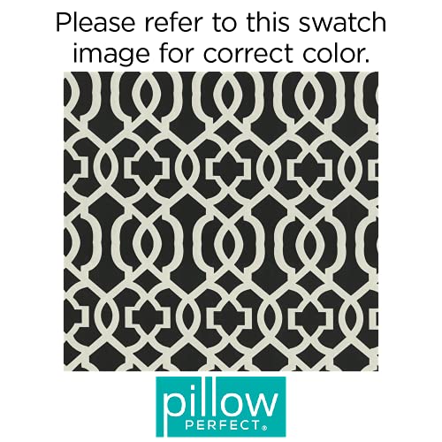 Pillow Perfect Trellis Indoor/Outdoor Tufted Wicker Chair Pad With Ties, 2 Count, 18.5 x 19, Black New Geo - color: Black New Geo