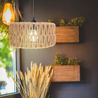 Ciieeo Straw Rope Woven Lampshade Rustic Pendant Ceiling Light Cover Small 8.66X8.66X3.93In Lightweight Replacement for Cozy Indoor Lighting