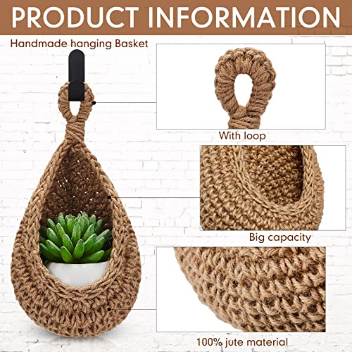 Honeydak Boho Decor Hanging Wall Baskets for Kitchen 3 Pack Teardrop Baskets with Hooks Storage Fruit Onion Vegetable Potato for Home 3 Sizes(Linen,Teardrop,Jute) - color: Linen, size: Jute, style: Teardrop