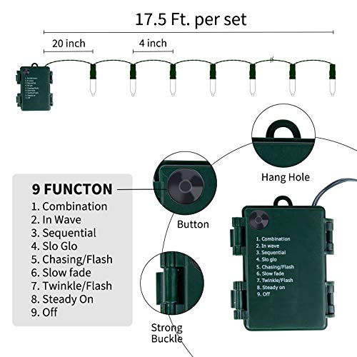 Brightown Battery Operated Christmas Lights 2 Pack 18 Feet 50 LED Clear Mini String Lights with 8 Modes Waterproof Tree Lights for Xmas Outdoor Indoor Holiday Party Garden Decor, Warm White - color: Warm White, size: 50 LEDs x 2 Pack