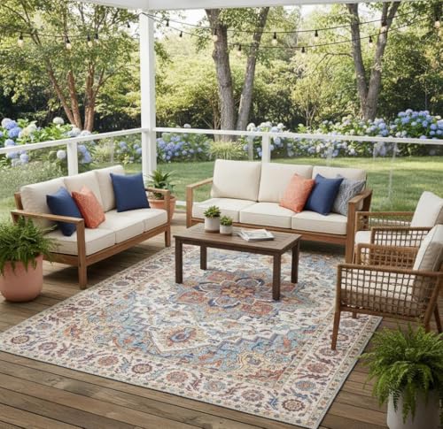Traditional Floral Distressed Texture Vintage Rug for Living Room Diningroom Bedroom Playroom Nursery Room 2x3 Blue Brown Carpet Boho Washable Kitchen Hallway Office Thin Area Rugs - color: F, size: 2x3ft
