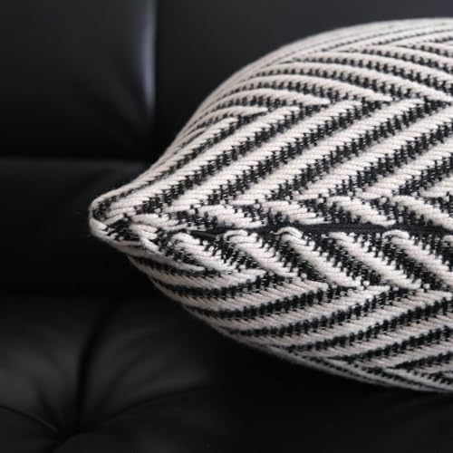 vctops Boho Throw Pillow Cover Black and White Knitted Woven Pillow Cushion Cover Arrow Knit Decoration Lumbar Pillowcase for Sofa Couch Bedroom Living Room - 12"x20" - color: Black, size: 20" x 12" (Pack of 1)